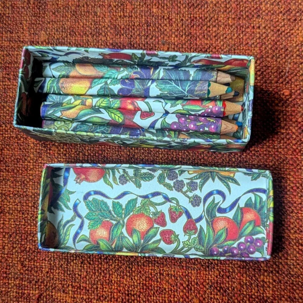 Vintage Color Pencil Set IL Papiro Box Fruit Ephemera Boho‎ Cottagecore Italy